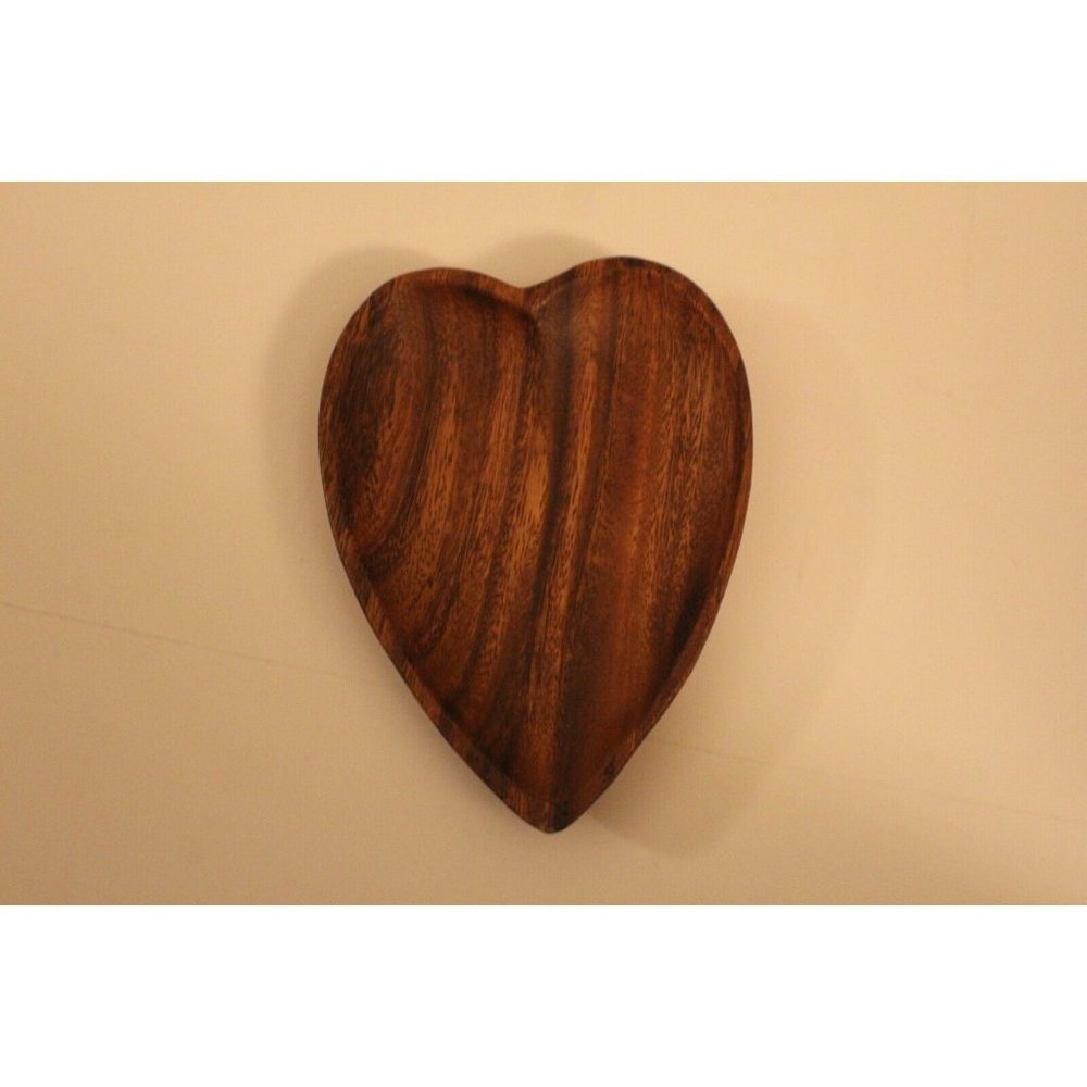 Long‎ Heart Shaped Handmade Wooden Bowl 4" x 6"